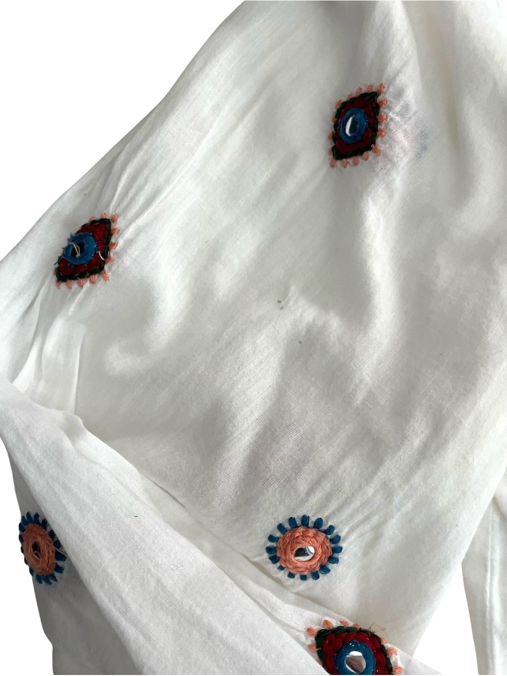 Zara Boho Embroidered White Top Small - Picture 10 of 15